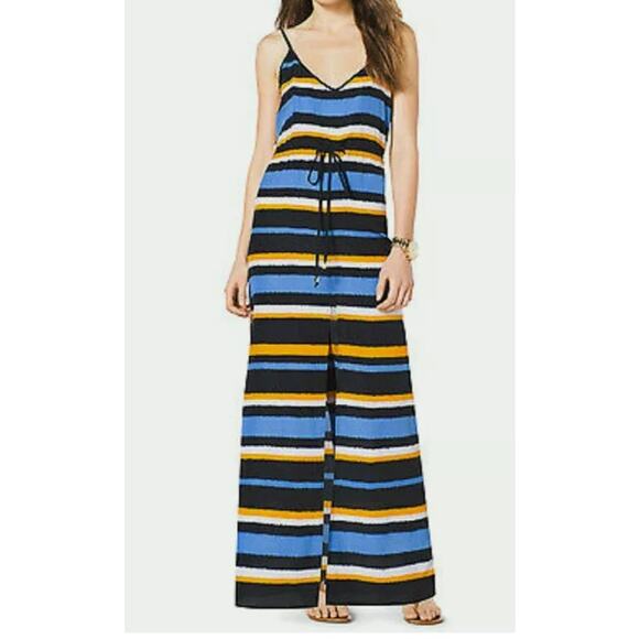 MICHAEL Michael Kors Dress Womens XXS Spaghetti Strap Stripe Drawstring Maxi - Picture 1 of 10